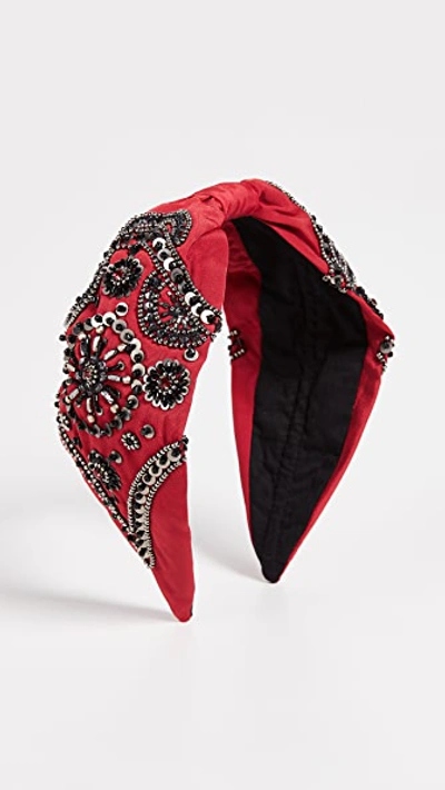 Shop Namjosh Embellished Bandana Headband In Red