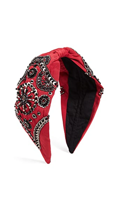 Shop Namjosh Embellished Bandana Headband In Red