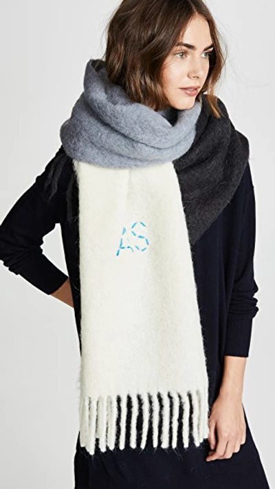 Shop Acne Studios Kelow Dye Scarf In Charcoal/off White/grey