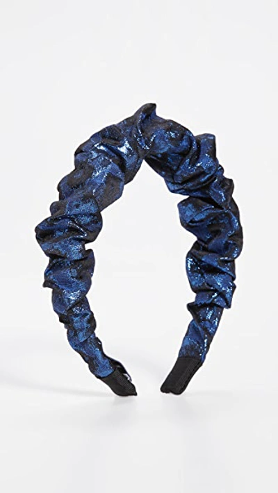 Shop Tanya Taylor Ruched Headband In Blue