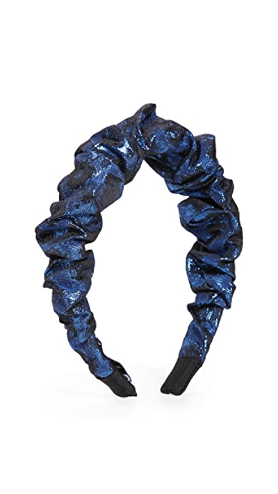 Shop Tanya Taylor Ruched Headband In Blue