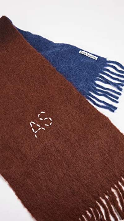 Shop Acne Studios Kelow Dye Scarf In Navy/tobacco