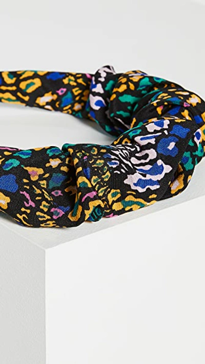 Shop Tanya Taylor Ruched Headband In Leopard Green