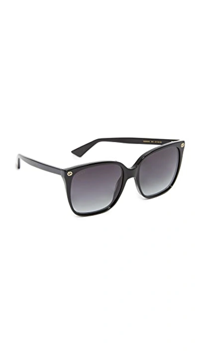 Shop Gucci Lightness Square Sunglasses In Black/grey