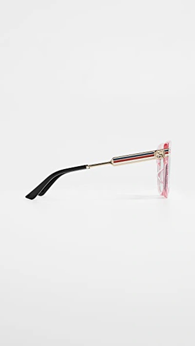 Shop Gucci Vintage Web Oversized Sunglasses In Glitter Pink Gold Black/light
