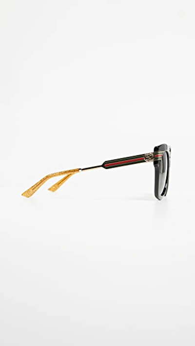 Shop Gucci Vintage Web Oversized Sunglasses In Black Gold Glitter/gradient