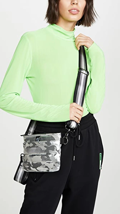 Shop Think Royln Convertible Belt Crossbody Bag In Shiny Camo Silver
