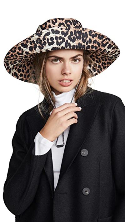 Shop Ganni Bucket Hat In Leopard