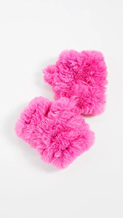 Shop Jocelyn Faux Fur Mandy Mittens In Hot Pink