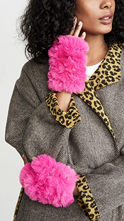 Shop Jocelyn Faux Fur Mandy Mittens In Hot Pink
