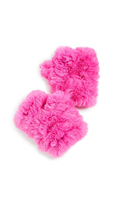 Shop Jocelyn Faux Fur Mandy Mittens In Hot Pink