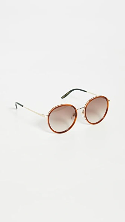 Shop Gucci Vintage Combi Round Sunglasses In Shiny Blonde Havana