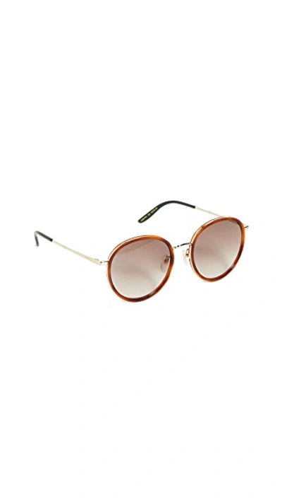 Shop Gucci Vintage Combi Round Sunglasses In Shiny Blonde Havana