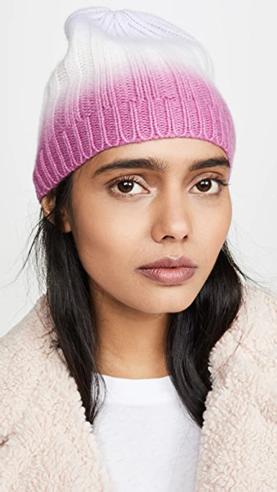 Shop White + Warren Dip Dye Cashmere Beanie In Silver Lilac Combo