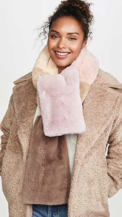 Shop Jocelyn Faux Fur Wide Colorblock Scarf In Pastel Multi