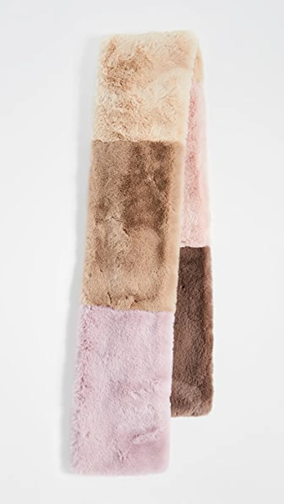 Faux Fur Wide Colorblock Scarf