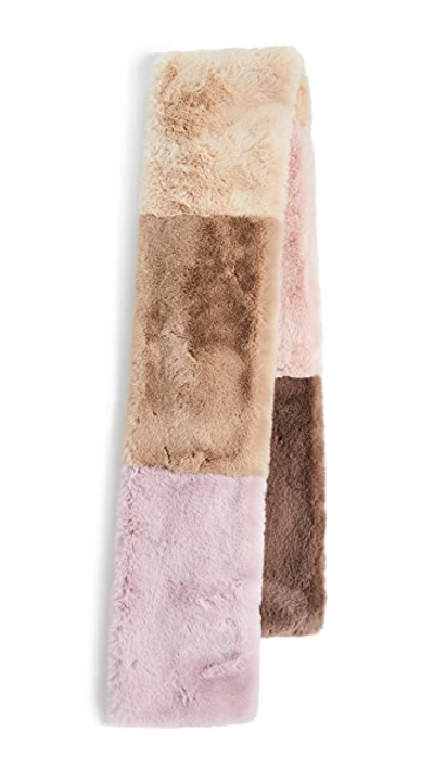 Shop Jocelyn Faux Fur Wide Colorblock Scarf In Pastel Multi