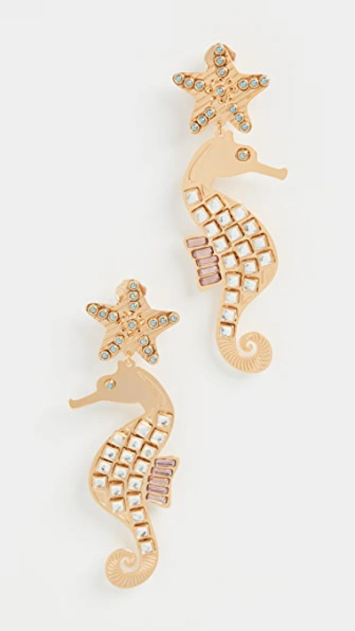 Shop Mercedes Salazar Seahorse Earrings In Gold
