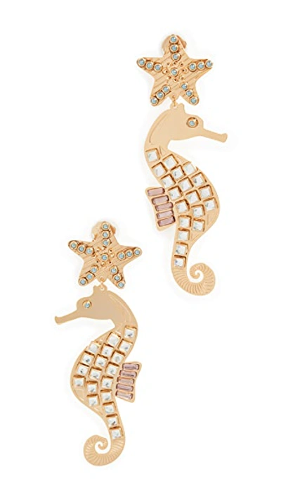 Shop Mercedes Salazar Seahorse Earrings In Gold