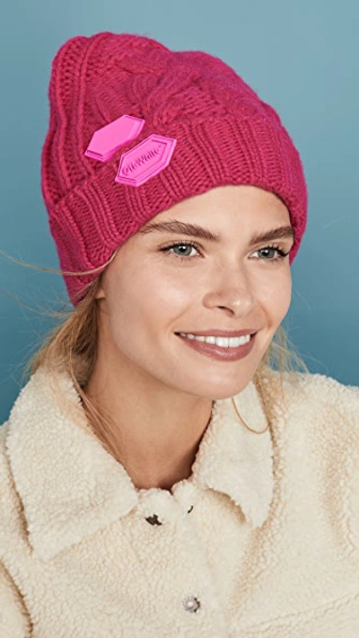 Shop Off-white Knit Pop Color Hat In Fuchsia
