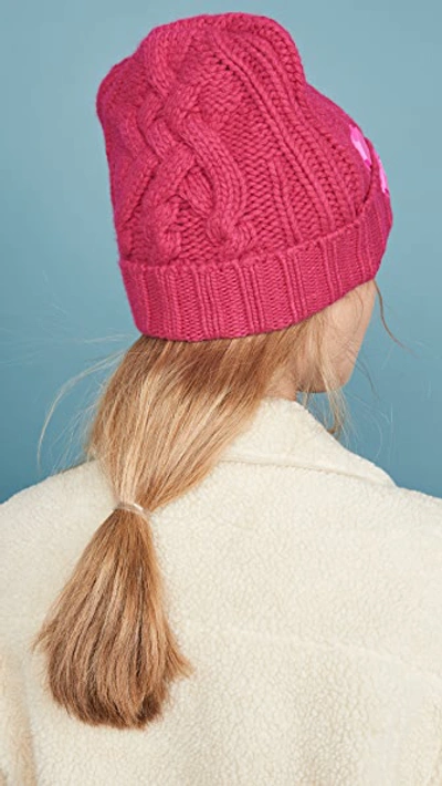 Shop Off-white Knit Pop Color Hat In Fuchsia