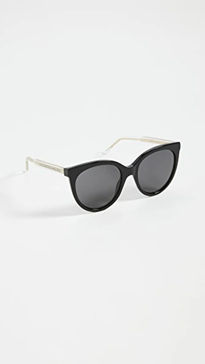 Shop Gucci Anima Décor Round Sunglasses In Black/gray