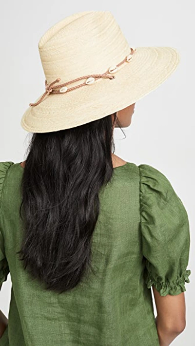 Shop Loeffler Randall Straw Wide Brim Hat In Natural/shells