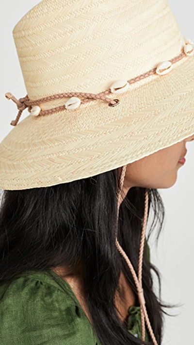 Shop Loeffler Randall Straw Wide Brim Hat In Natural/shells