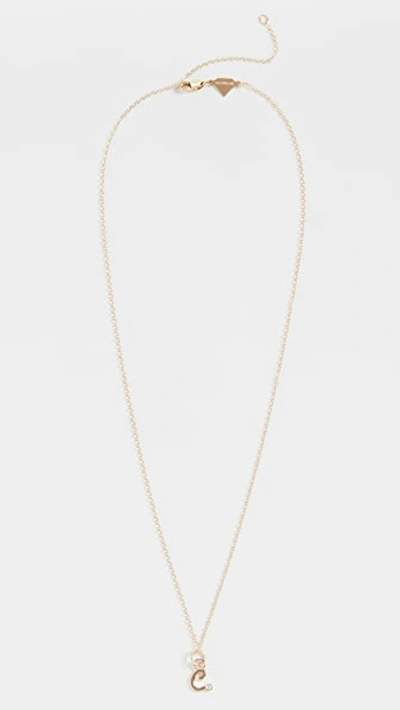 Shop Alison Lou 14k Diamond Bezel Letter Necklace In C Yellow Gold