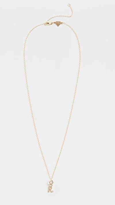 Shop Alison Lou 14k Diamond Bezel Letter Necklace In R Yellow Gold