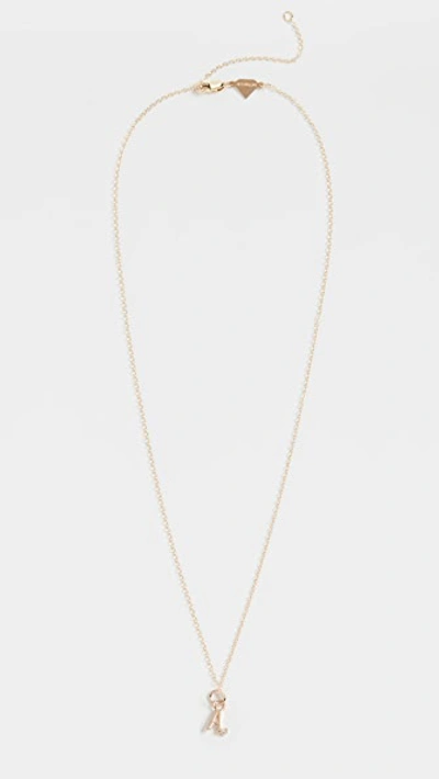 Shop Alison Lou 14k Diamond Bezel Letter Necklace In A Yellow Gold
