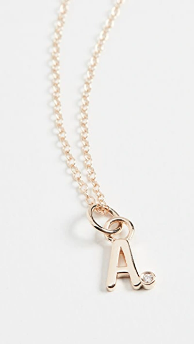 Shop Alison Lou 14k Diamond Bezel Letter Necklace In A Yellow Gold