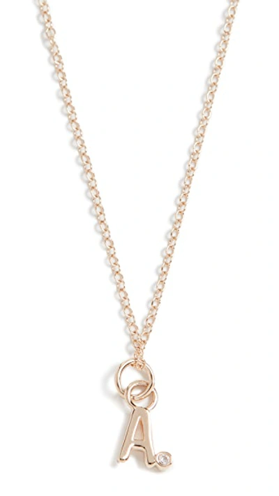 Shop Alison Lou 14k Diamond Bezel Letter Necklace In A Yellow Gold