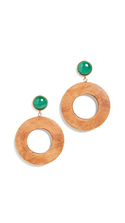 Shop Sophie Monet The Green Moon Earrings In Stained Pine