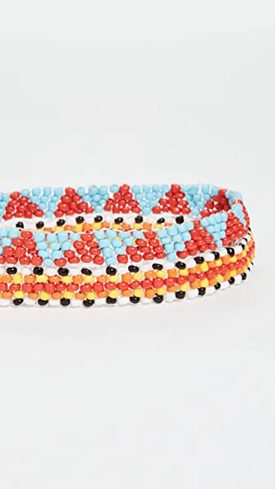 Shop Roxanne Assoulin Patchwork Set Of Two Anklets In Red/blue/orange