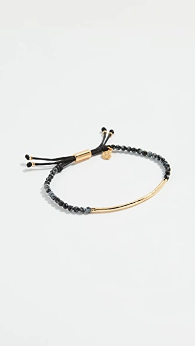 Shop Gorjana Power Gemstone Bracelet For Courage In Gold/snowflake Obsidian