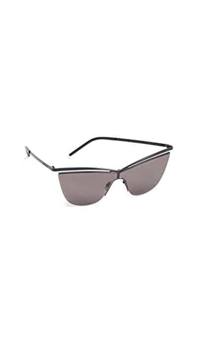 Shop Saint Laurent Sl 249 Metal Cat Eye Sunglasses In Black/black