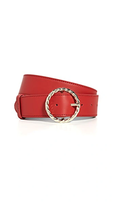 Shop Loeffler Randall Leo Twisted Circle Buckle Belt In Cherry Red