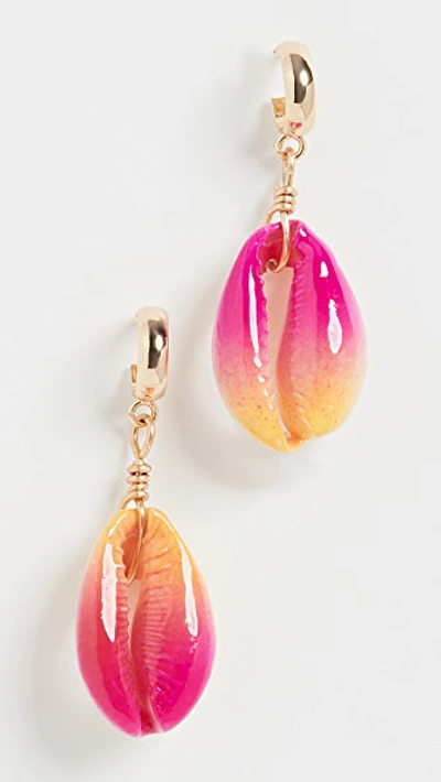 Shop Venessa Arizaga Summer Shells Earrings In Pink/orange