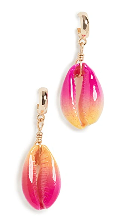 Shop Venessa Arizaga Summer Shells Earrings In Pink/orange