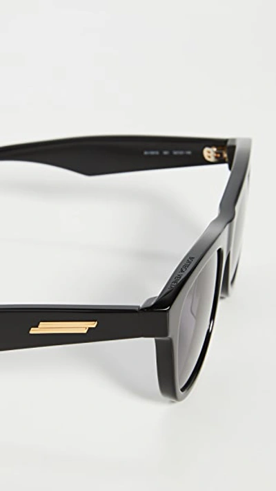 Shop Bottega Veneta Acetate Wayfarer Sunglasses In Shiny Black With Grey Solid Le