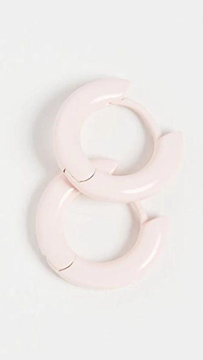 Shop Luv Aj Rainbow Amalfi Huggie Earrings In Baby Pink