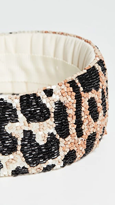 Shop Ganni Hand Beaded Headband In Leopard