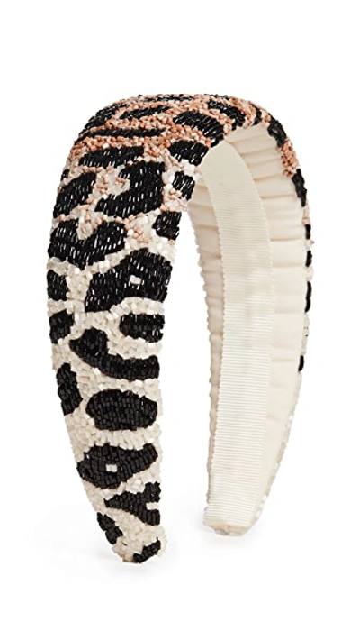 Shop Ganni Hand Beaded Headband In Leopard