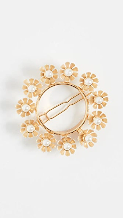 Shop Lele Sadoughi Floral Circle Barrette In Pearl