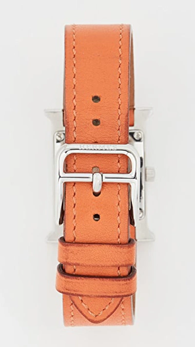 Pre-owned Hermes 21mm Orange/silver Watch