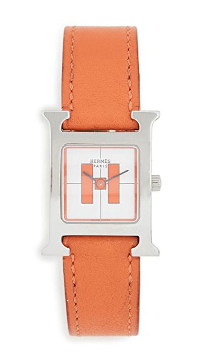 Pre-owned Hermes 21mm Orange/silver Watch