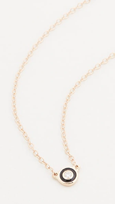 Shop Alison Lou 14k Single Bezel Necklace In White Diamond