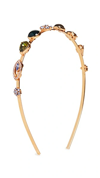 Shop Oscar De La Renta Bold Crystal & Cabochon Headband In Navy