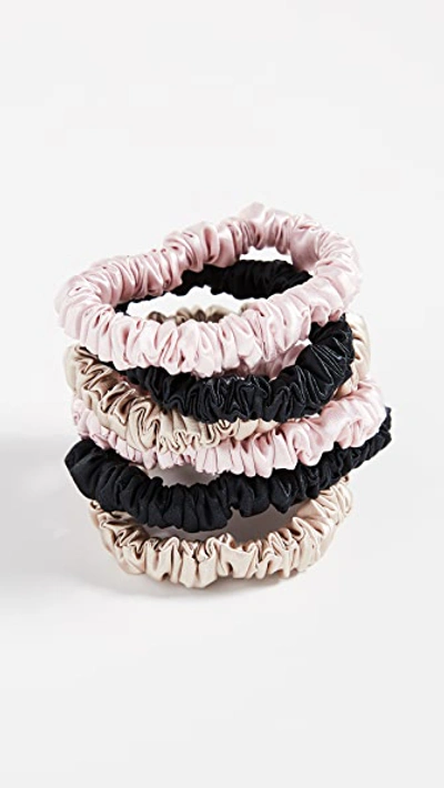 Shop Slip Silk Scrunchies 6 Pack In Pink/black/tan
